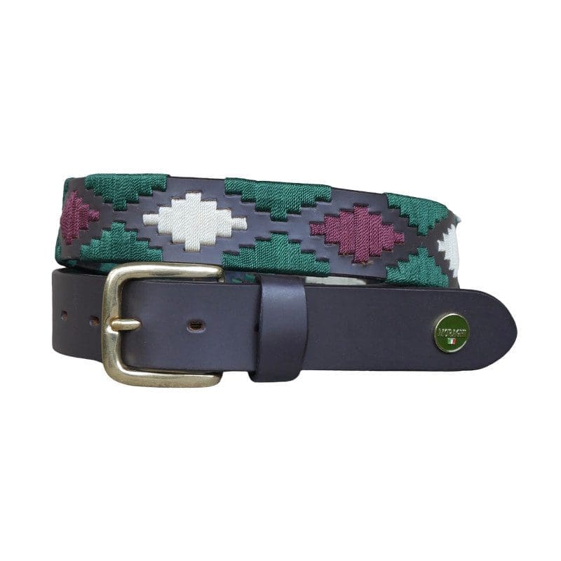 Bruine poloriem met waxgaren in groen, maroon en creme