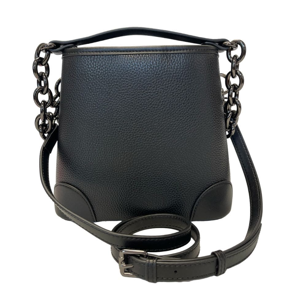 Achterkant van schoudertas met gladde achterzijde.