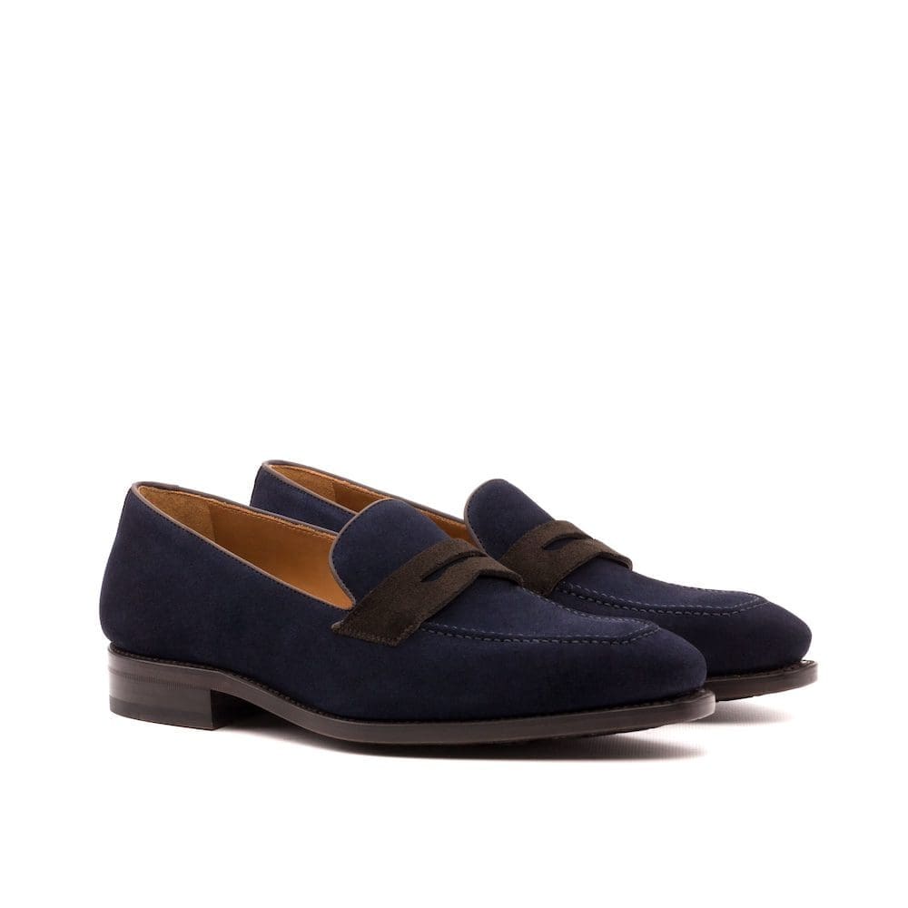 Donkerblauw suede loafers