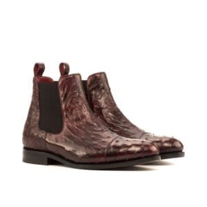 Chelsea boots in struisvogelleer met toe cap