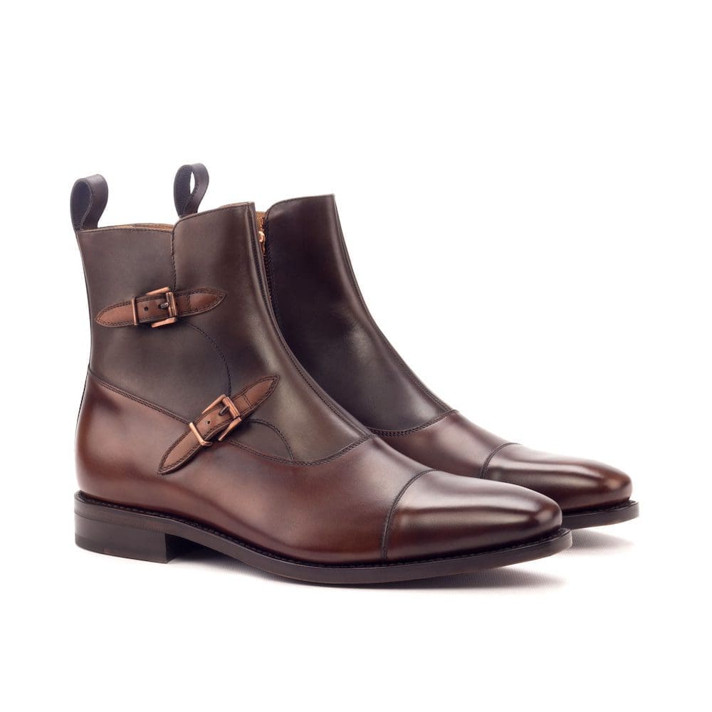 Bentley-Octavian Boot Goodyear Welted - Painted Calf Dark Brown-Painted Calf Med Brown-MORAGHI buckle boot in donker bruin kalfsleer