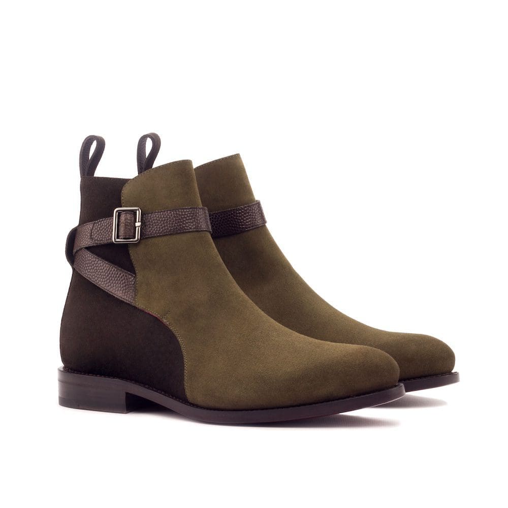 jodhpur in kaki suede en bruin pebble leer