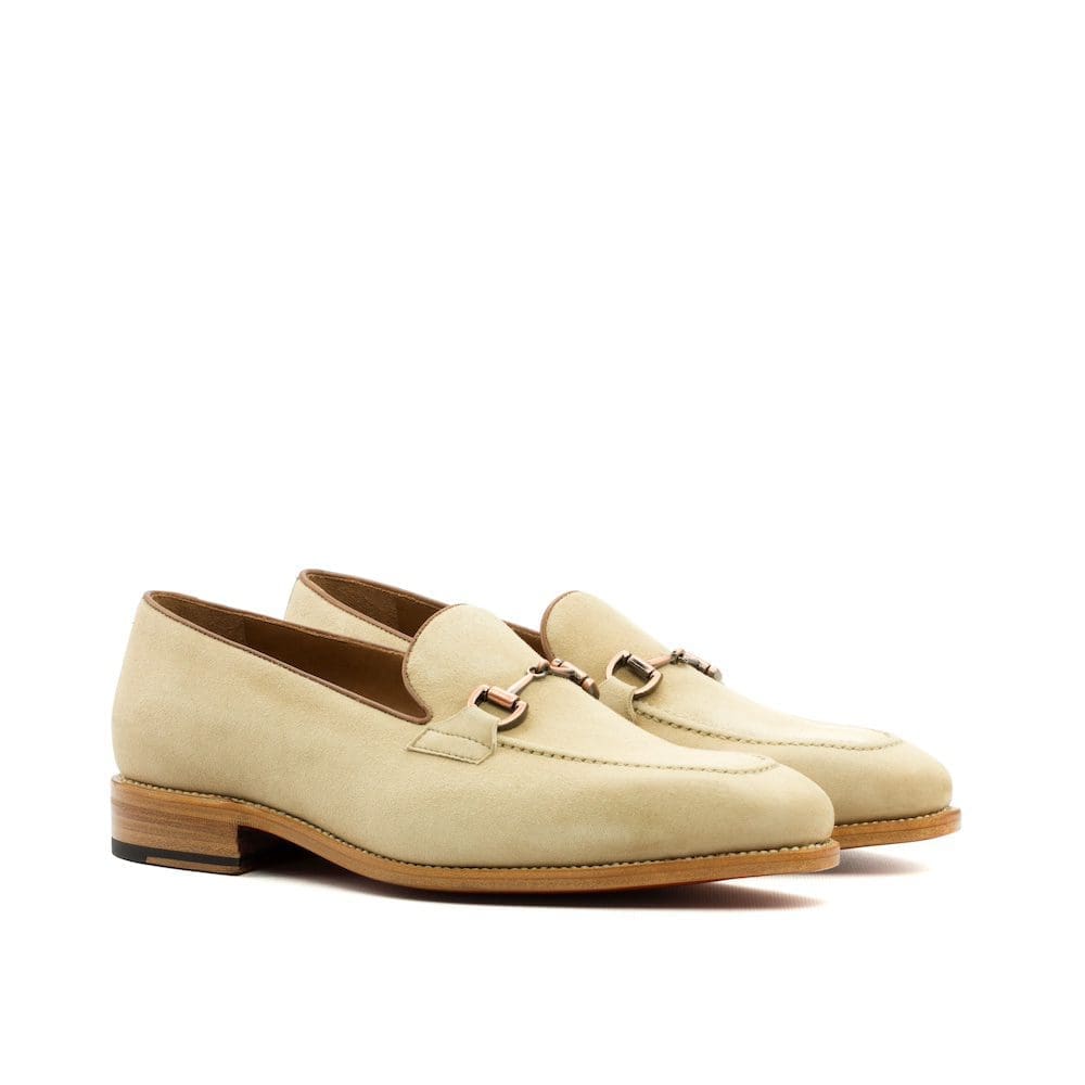 loafer met bit in taupe kleurig suede