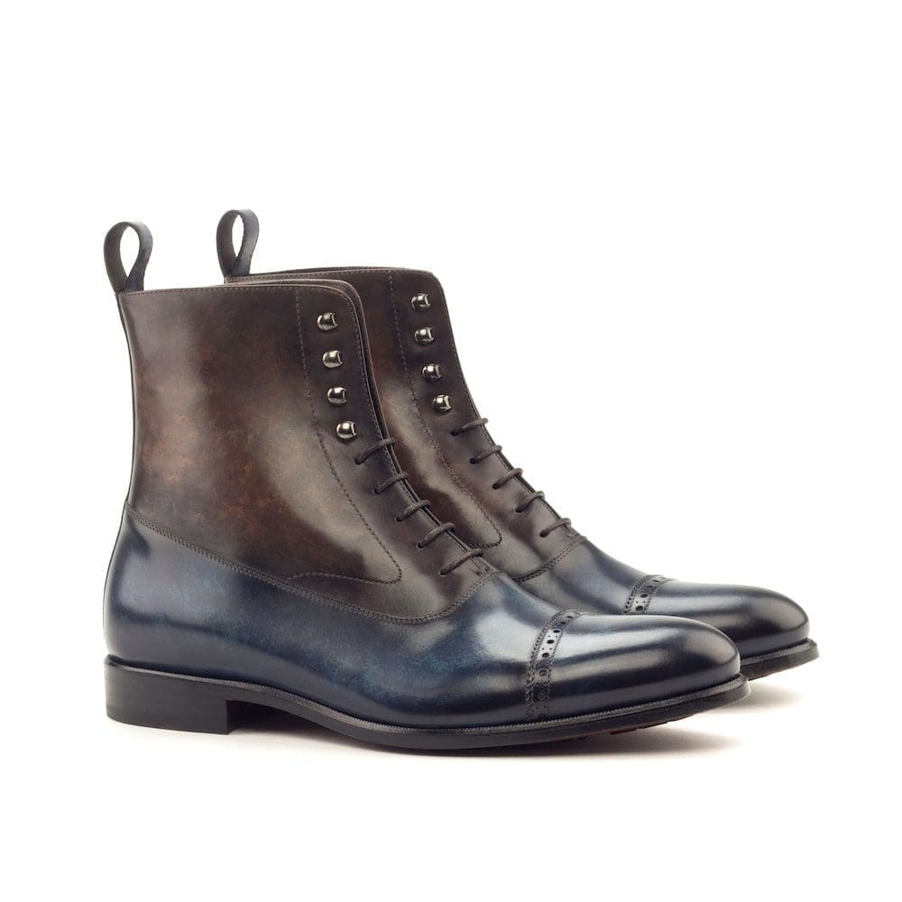 Balmoral boot in blauw en groen patina