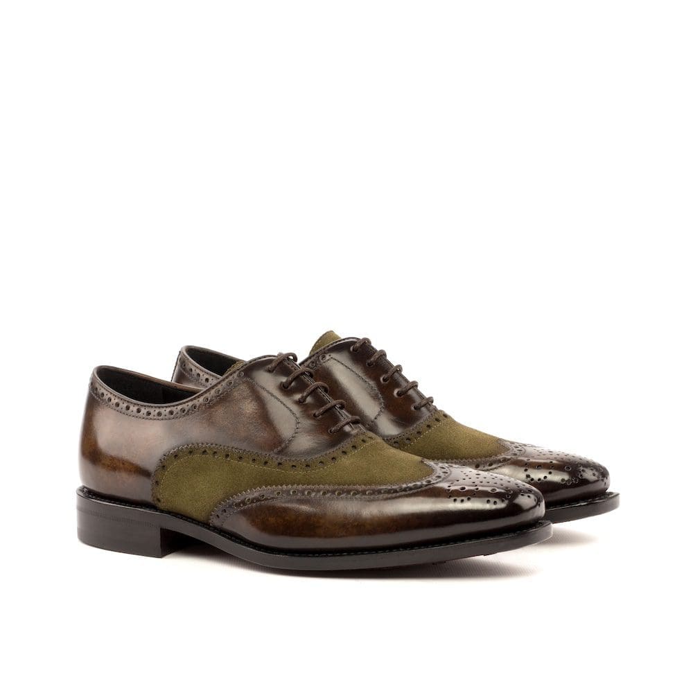 Hardwick-Full Brogue Goodyear Welted - Patina Medium - Crust Patina Brown-Crust Patina Denim-Lux Suede Khaki-MORAGHI