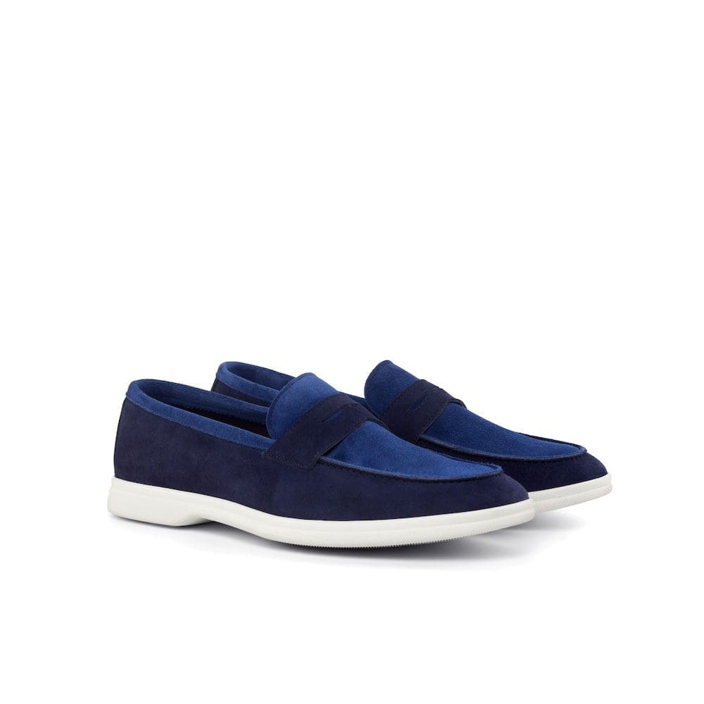 mocassin flex in marine en kobalt suede