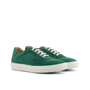 lage sneaker in groen suede