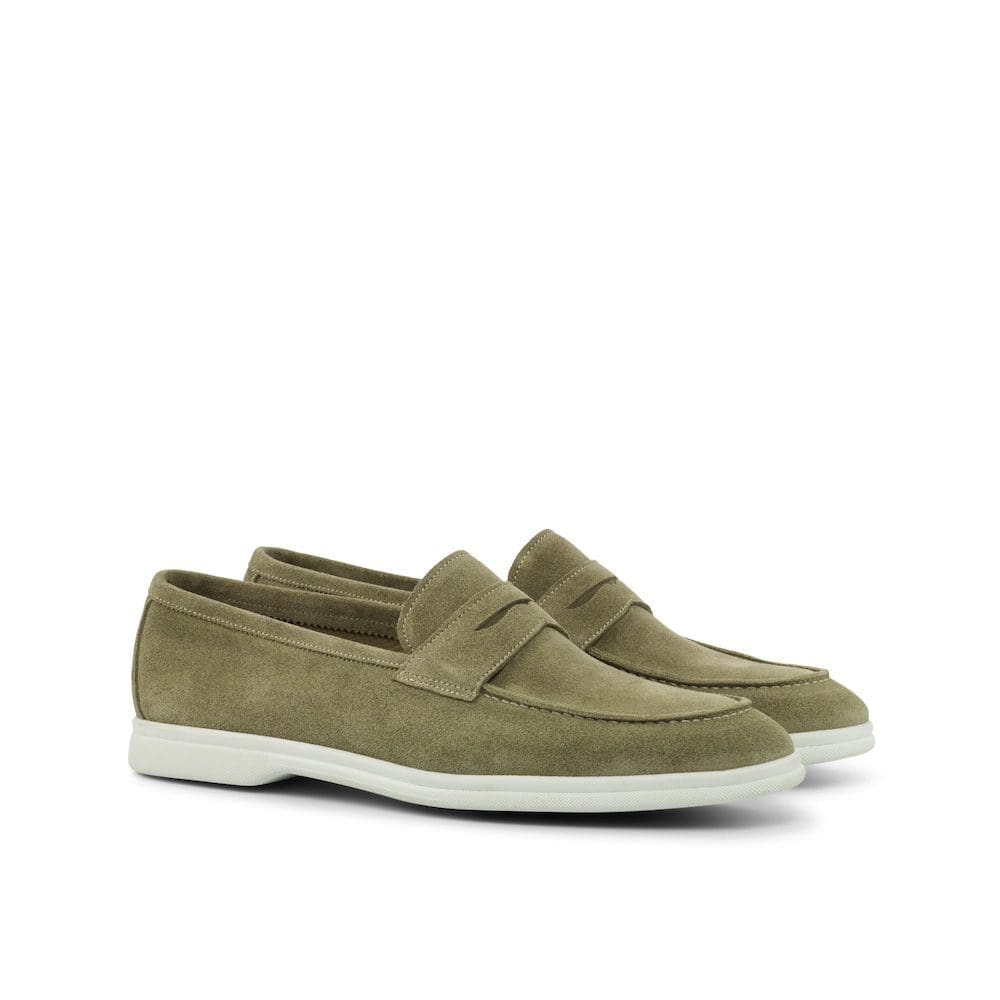 flex mocassin in groen suede