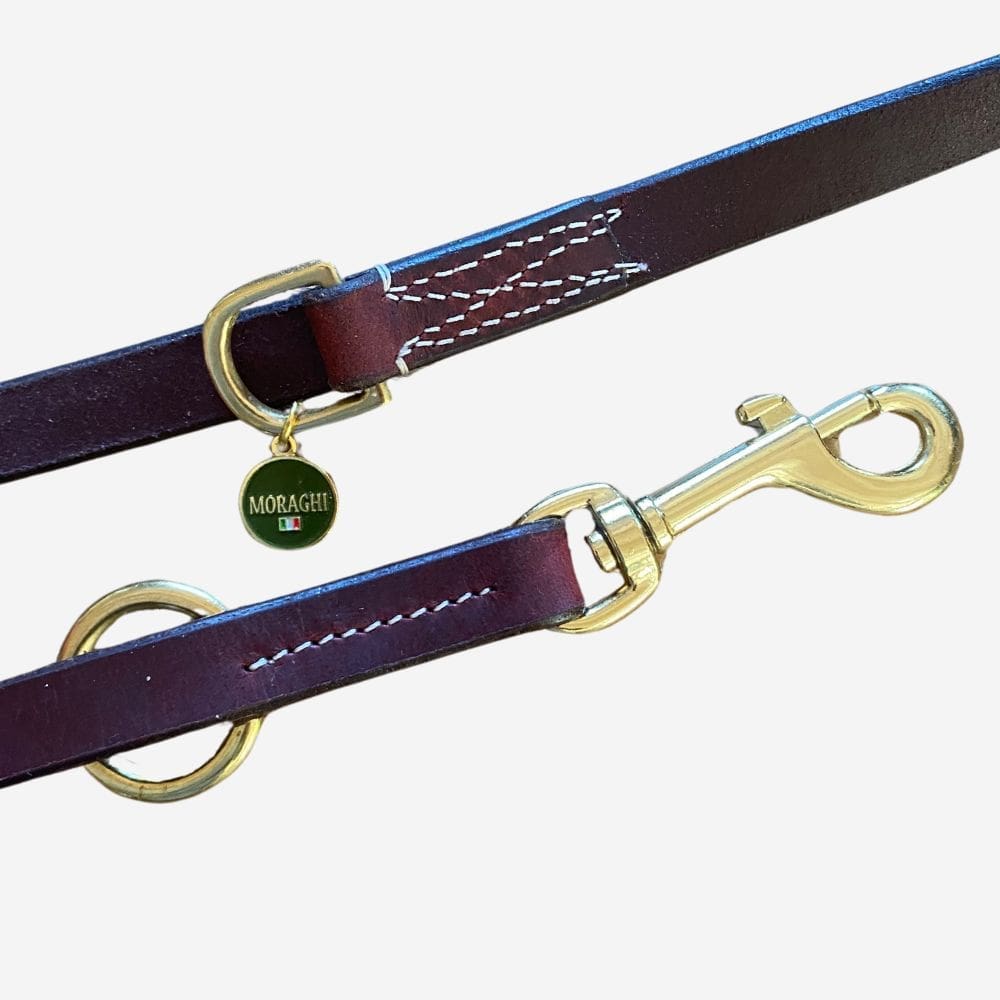 Detail- hondenlijn-MORAGHI Detail van hondenriem met koperen musketon