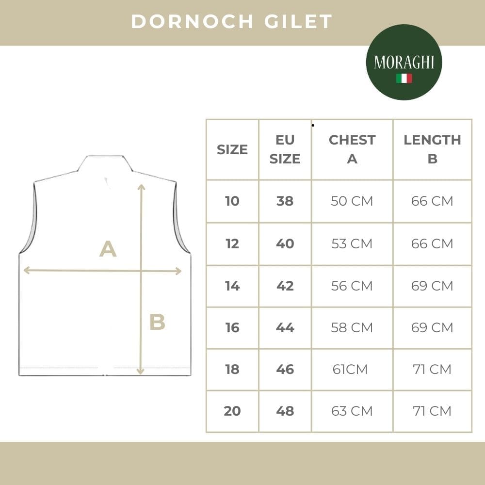 Maattabel Dornoch gilet dames