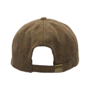 Achterkant bruine tweed baseball cap