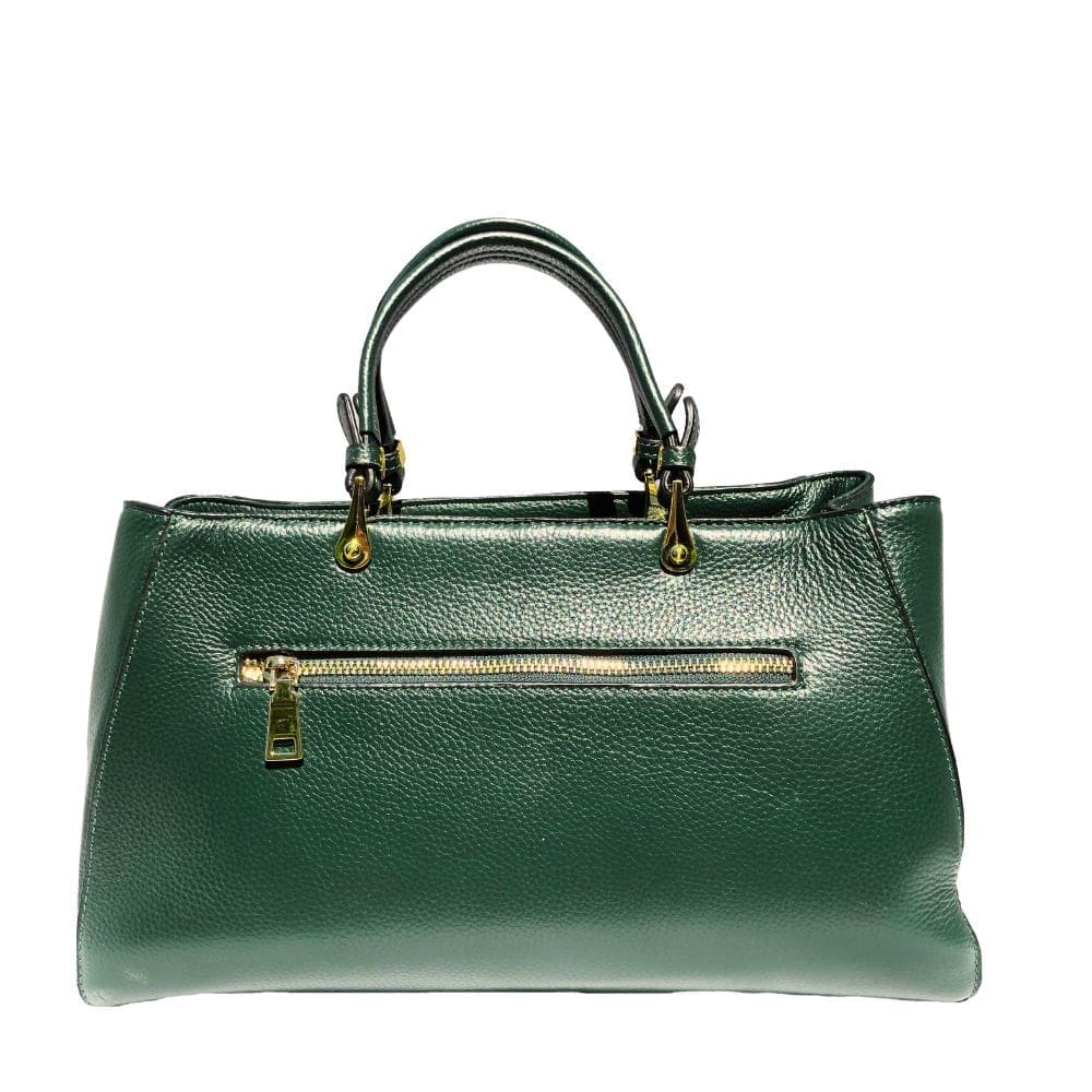 Achterzijde met ritsvak van de groene Sedgefiel Legacy handtas