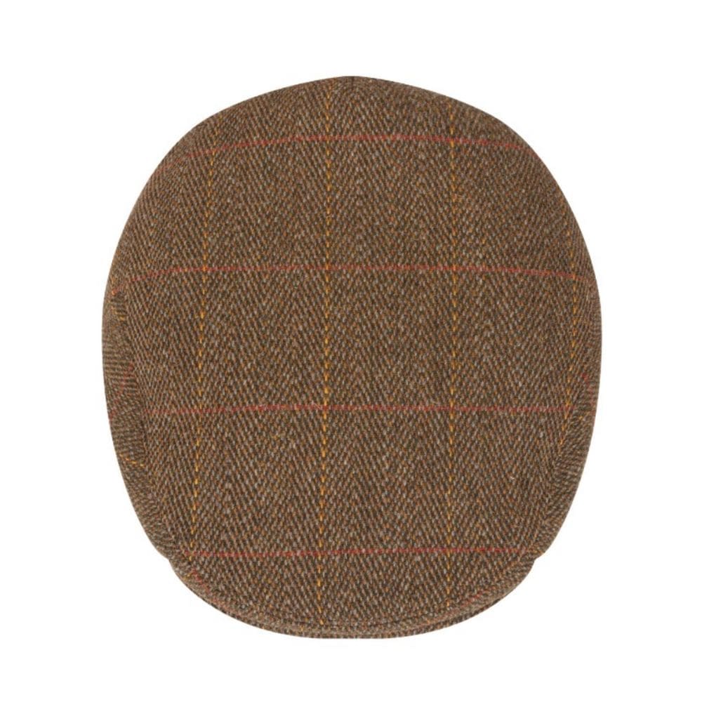 Tweed-flatcap-brown-above-MORAGHI bruine flatcap van boven af gefotografeerd