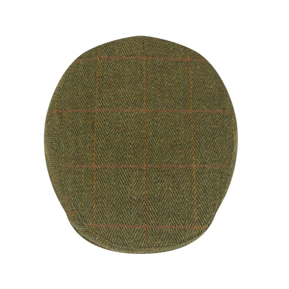 tweed flat cap in groene kleur van boven af gezien