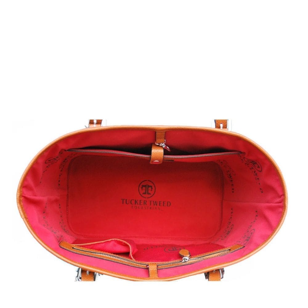 Mooi rood interieur van de James River Carry All shopper of tote bag