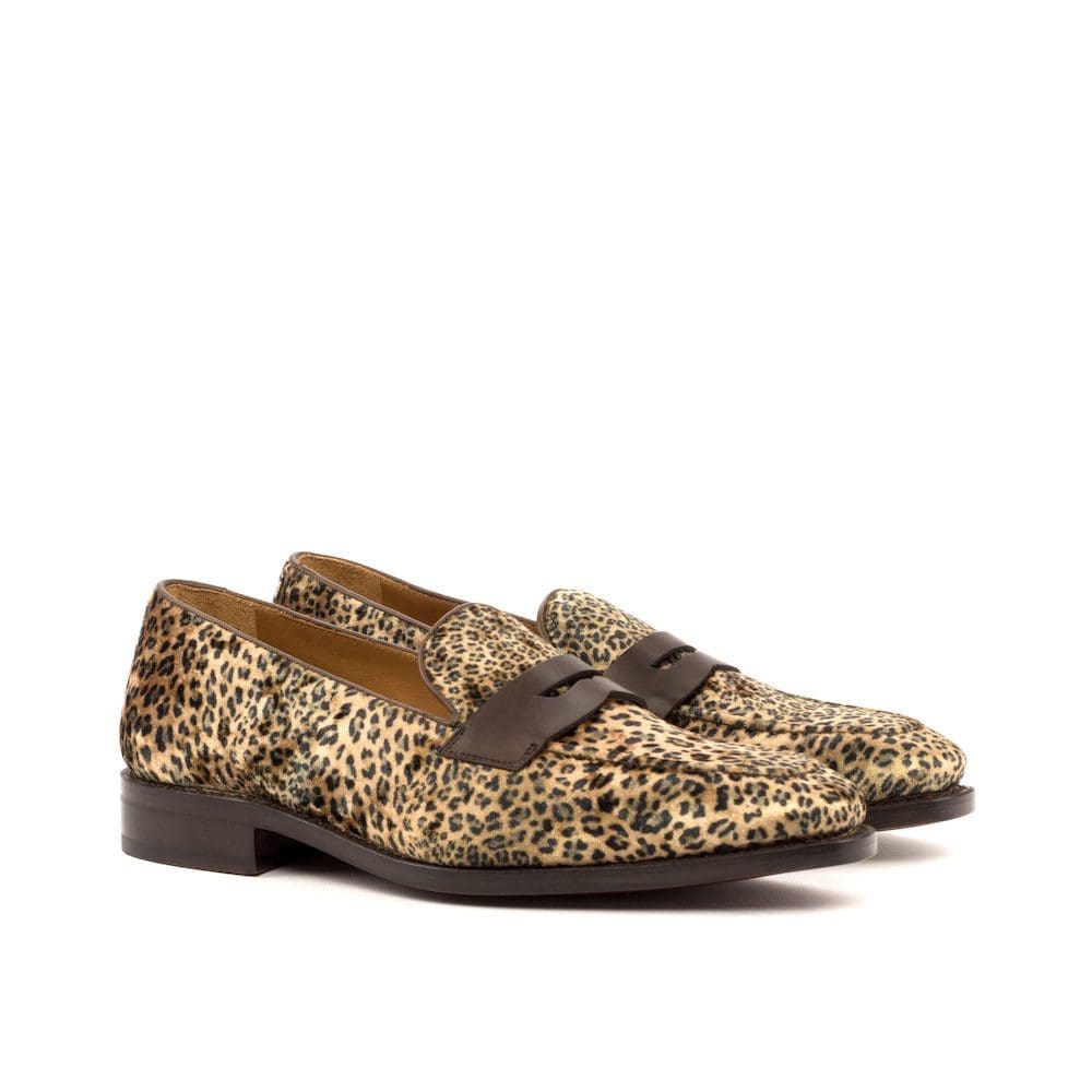 Loafer in fluweel panterprint