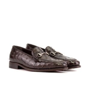 Heren loafers in struisvogelleer met een Gucci bitje