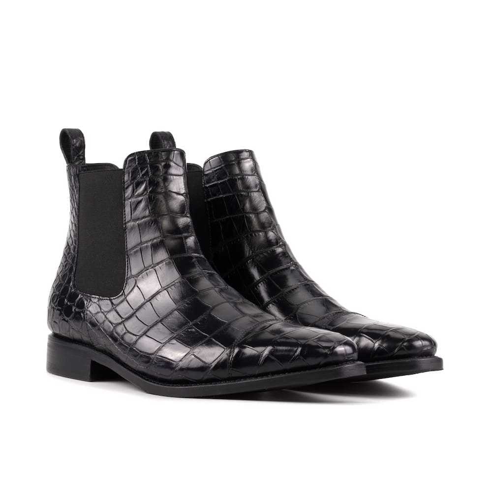 Tudor-classic-chelsea-black-alligator-MORAGHI Tudor classic chelsea boots in zwart krokodillenleer