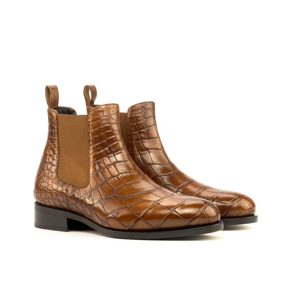 Tudor-classic-chelsea-cognac-alligator-MORAGHI Tudor classic chelsea boots in cognac krokodillenleer
