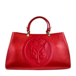 Rode schoudertas met afbeelding van een vos