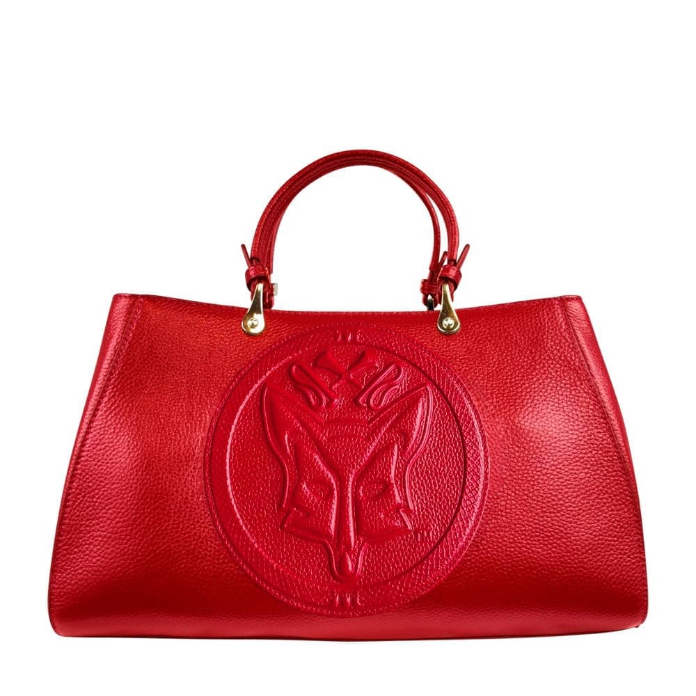 Rode schoudertas met afbeelding van een vos