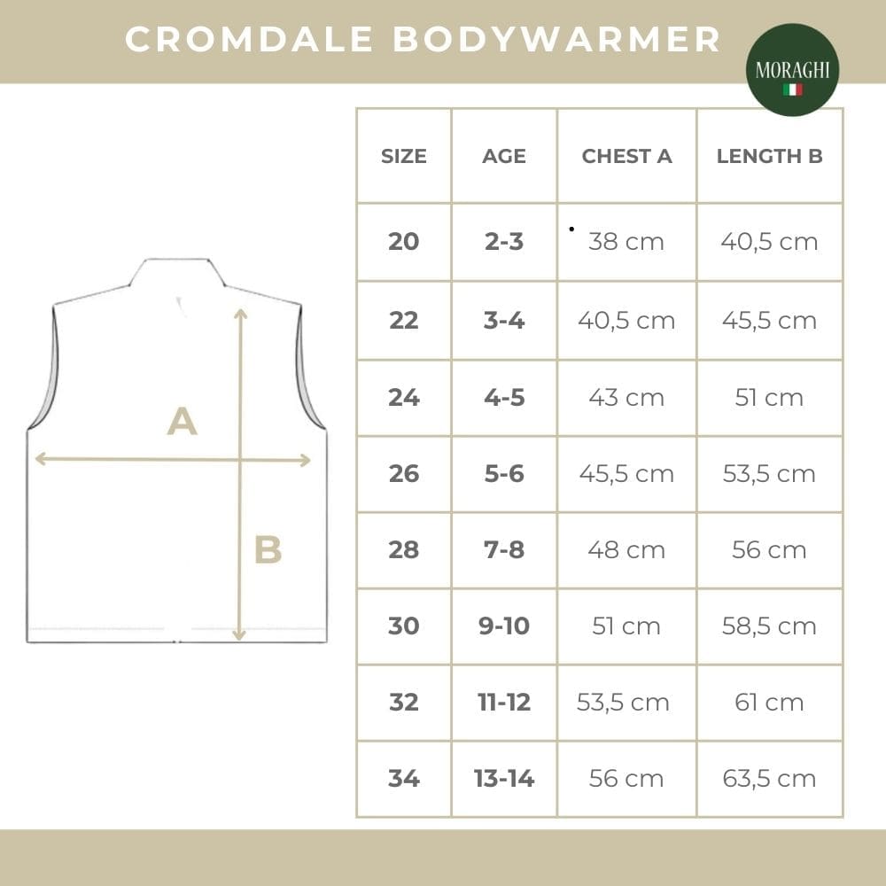 Maattabel kinder bodywarmer