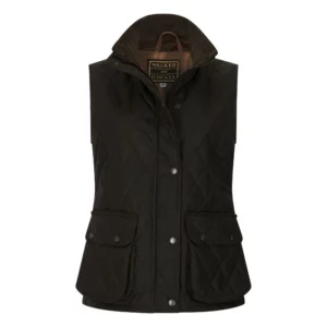wax gilet in kleur olijfgroen voorkant