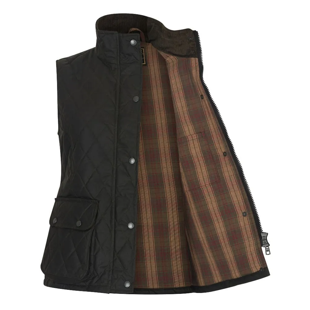 wax gilet met tartan binnenkant
